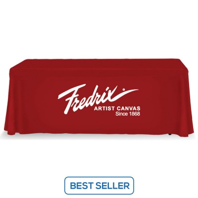 Red Table Throw 1 Color Logo Print 6 ft. or 8ft. ( 3-sided or 4-sided option)